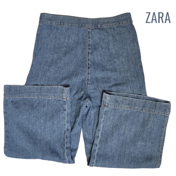 ZARA Woman Premium Denim Collection Cropped  High Rise Flare Jean - Picture 4 of 6
